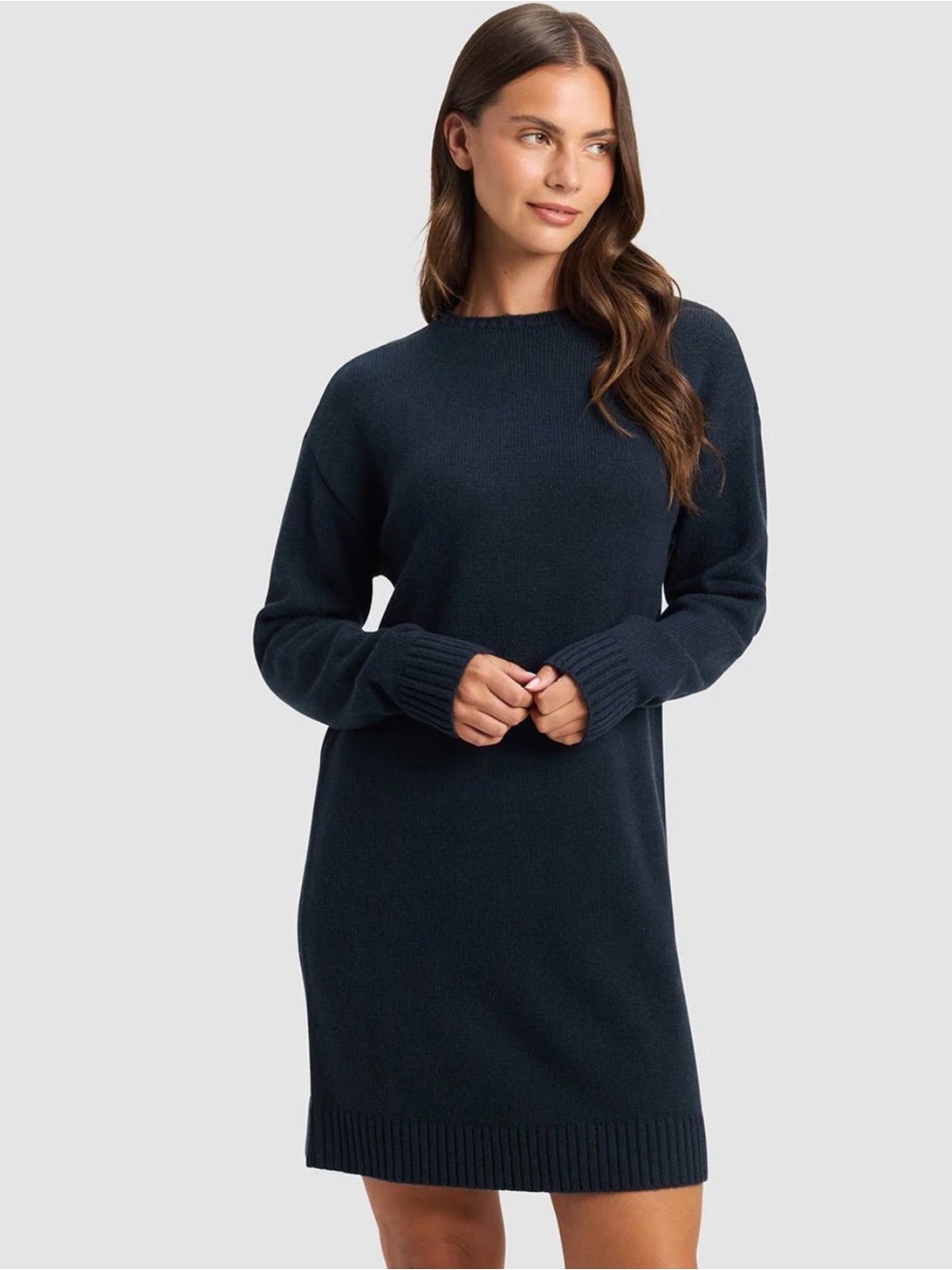 Cozy Earth Cashmere Wool Sweater Dress Charcoal Gray Small